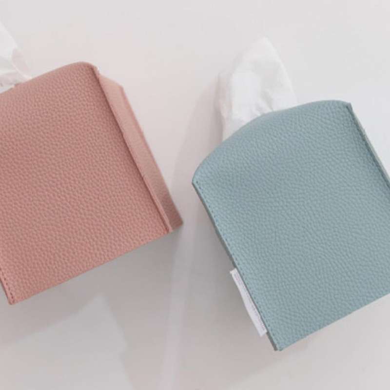 2pcs Tissue Box Pu Leather Tissue Box Holder, for Bath Vanity (pink)