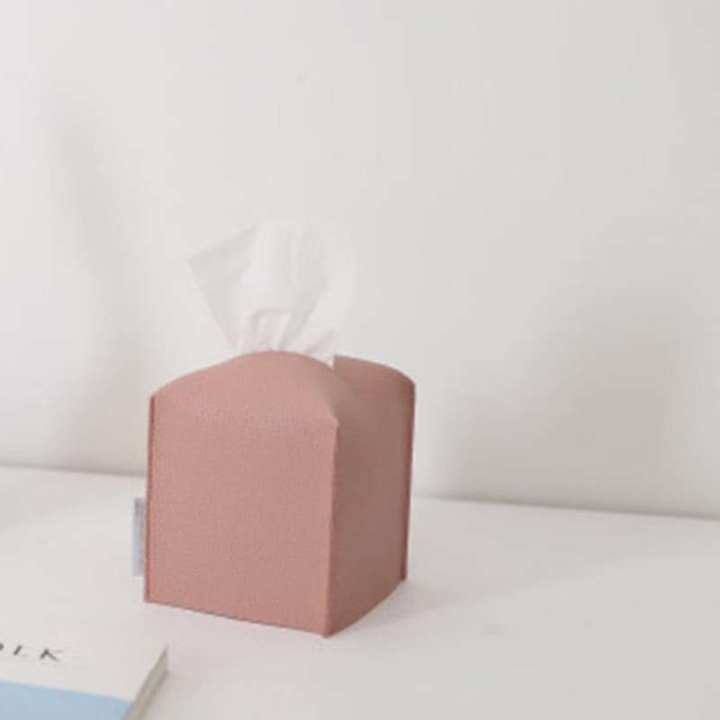 2pcs Tissue Box Pu Leather Tissue Box Holder, for Bath Vanity (pink)