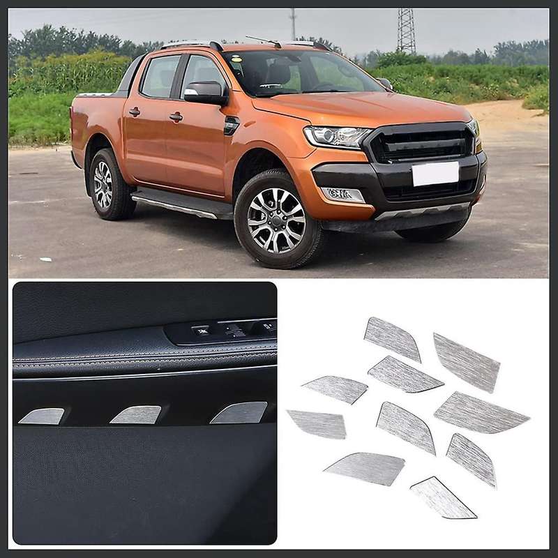 10pcs for Ford Ranger 2015-2022 Car Inner Door Panel Cover, Silver