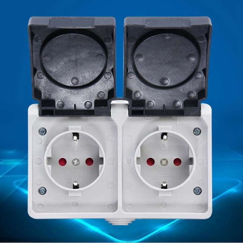 2p+e 16a 250v Ip44 Outdoor Power Socket with Cover Eu Plug(dual)