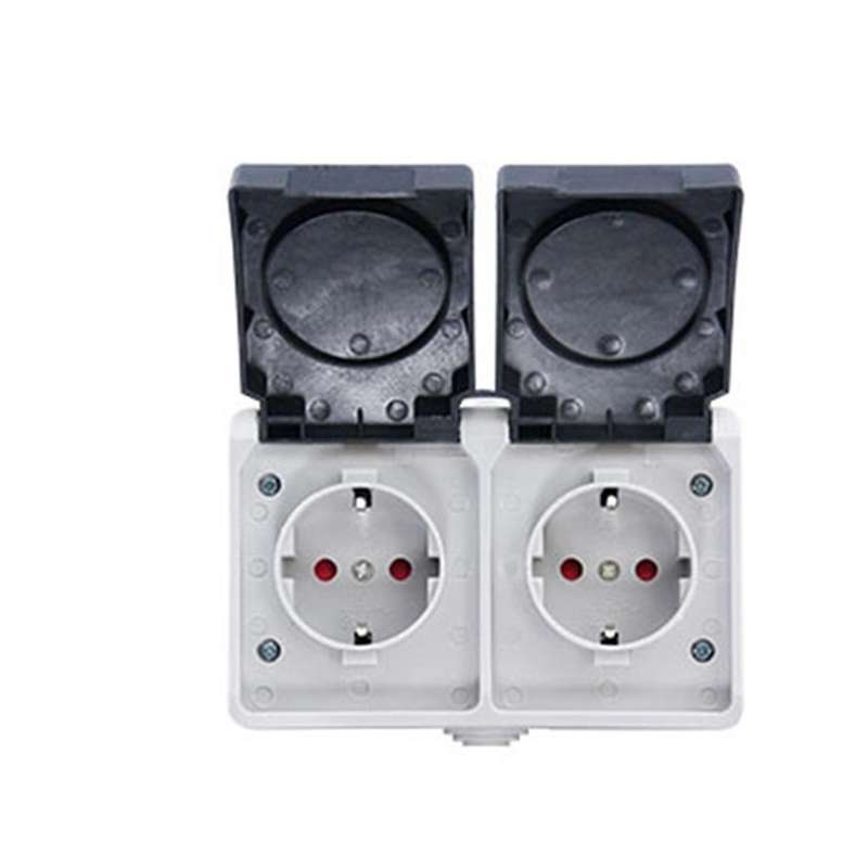 2p+e 16a 250v Ip44 Outdoor Power Socket with Cover Eu Plug(dual)