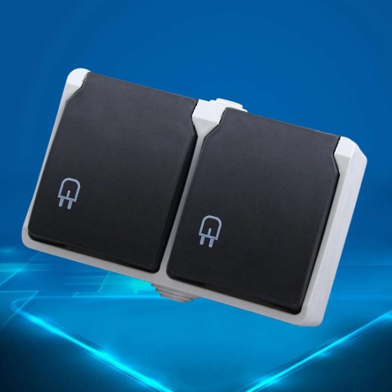 2p+e 16a 250v Ip44 Outdoor Power Socket with Cover Eu Plug(dual)