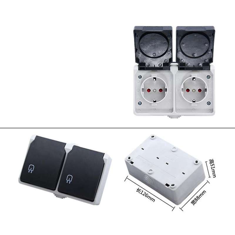 2p+e 16a 250v Ip44 Outdoor Power Socket with Cover Eu Plug(dual)
