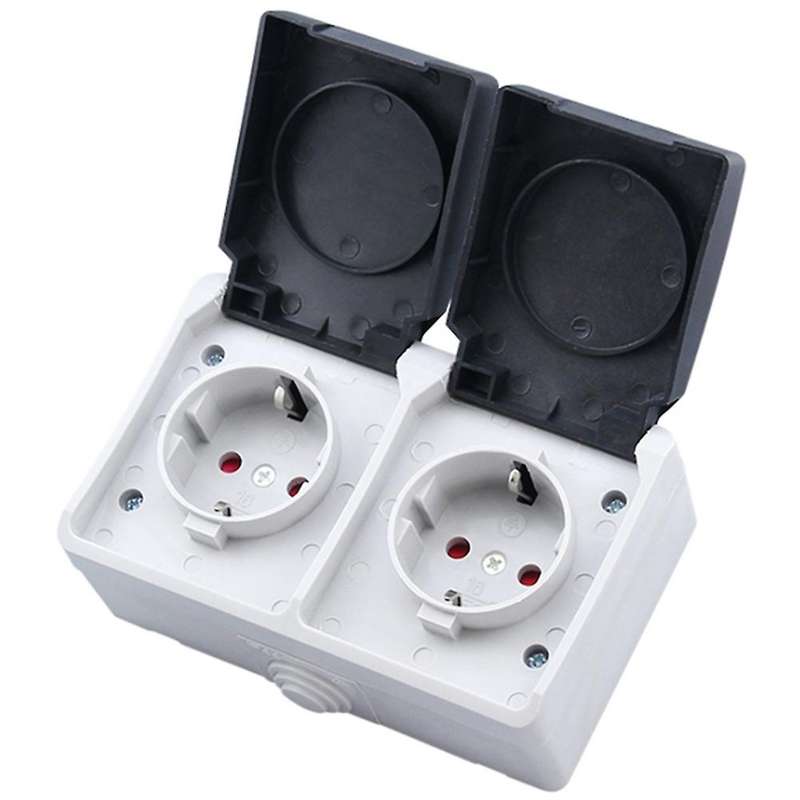 2p+e 16a 250v Ip44 Outdoor Power Socket with Cover Eu Plug(dual)