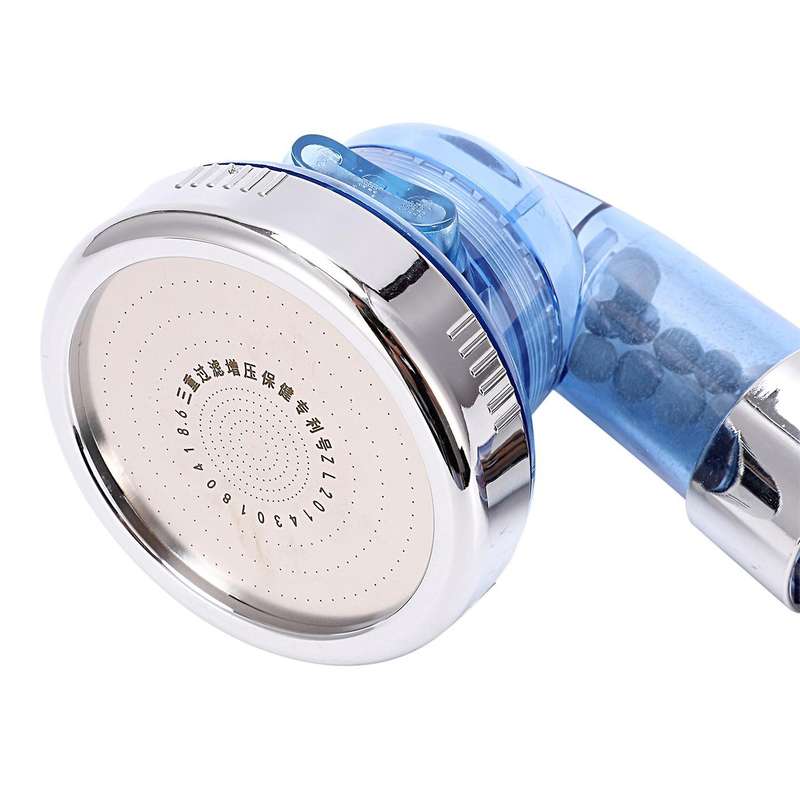 2x 3 Function Adjustable Jetting Shower Filter Shower Head Blue