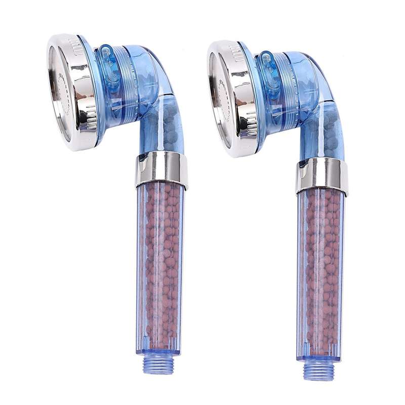 2x 3 Function Adjustable Jetting Shower Filter Shower Head Blue