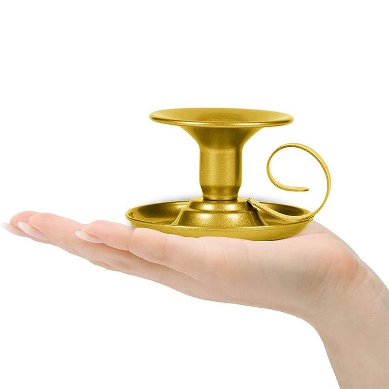 2 Pieces Of Retro Iron Gols Candle Holder for Party Christmas Table