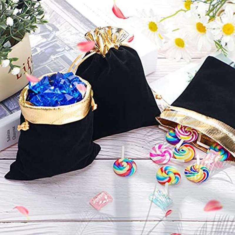 30 Pcs with Jewelry Pouches Drawstring Bags Present Bag (black)