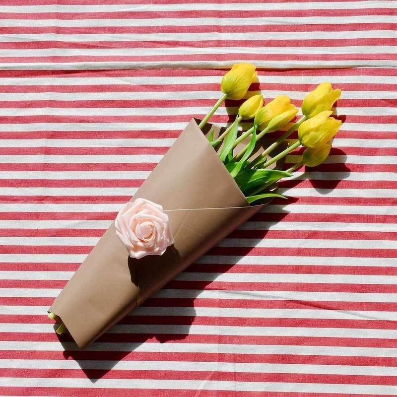 7 Pcs Artificial Tulip Silk Flowers 17inch for Home Decor (yellow)