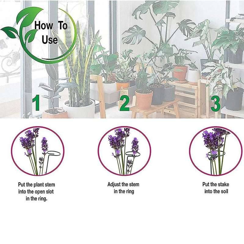 8 Pack Plant Support Stakes, 15.7 Inch with 24 Pcs Twist Ties