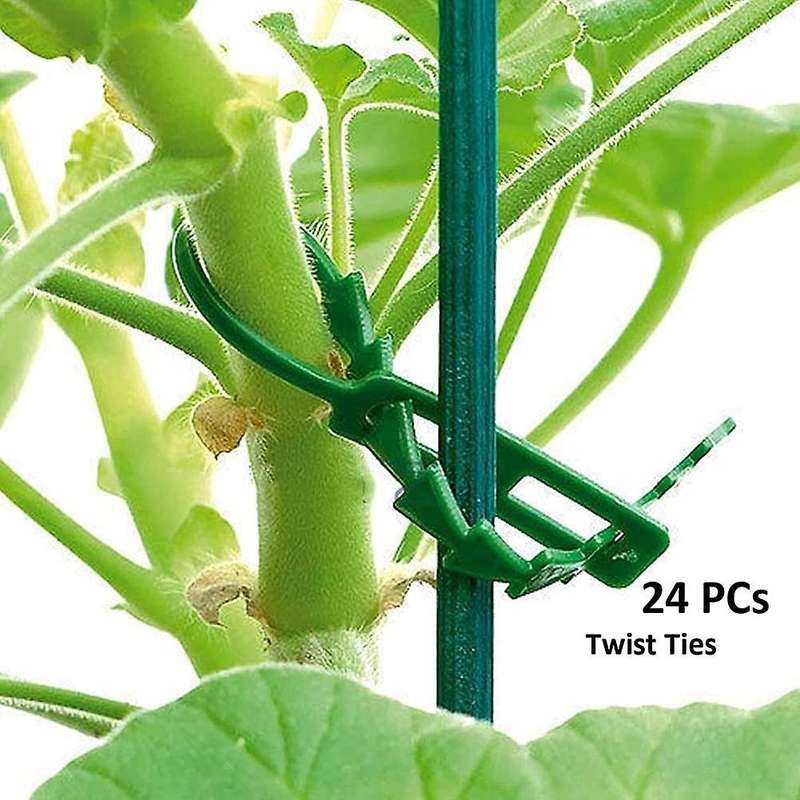 8 Pack Plant Support Stakes, 15.7 Inch with 24 Pcs Twist Ties