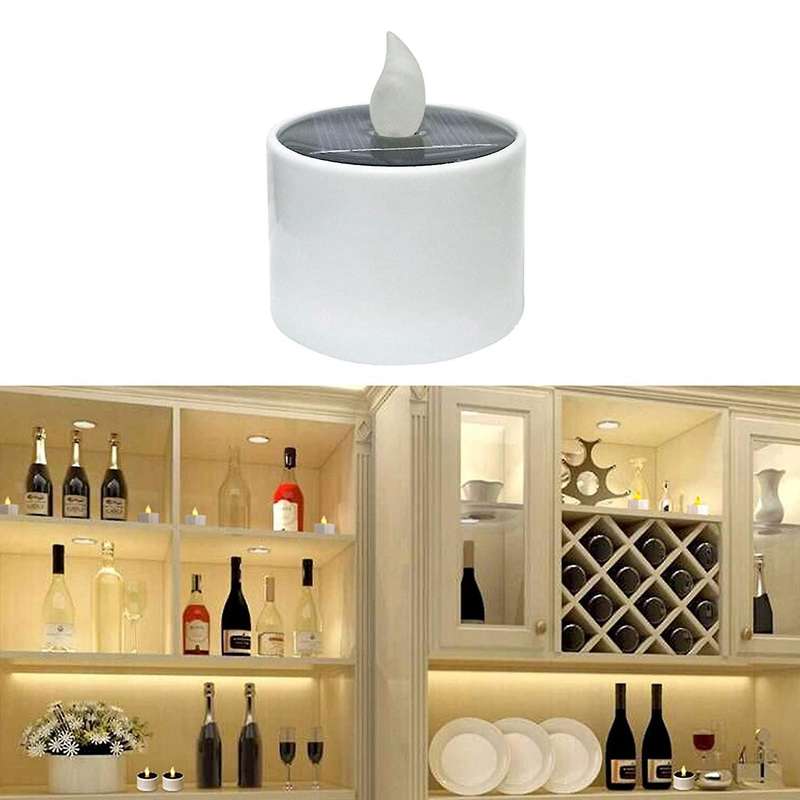 6 Pcs Solar Powered Simulation Candle Flame Light Outdoor Decor