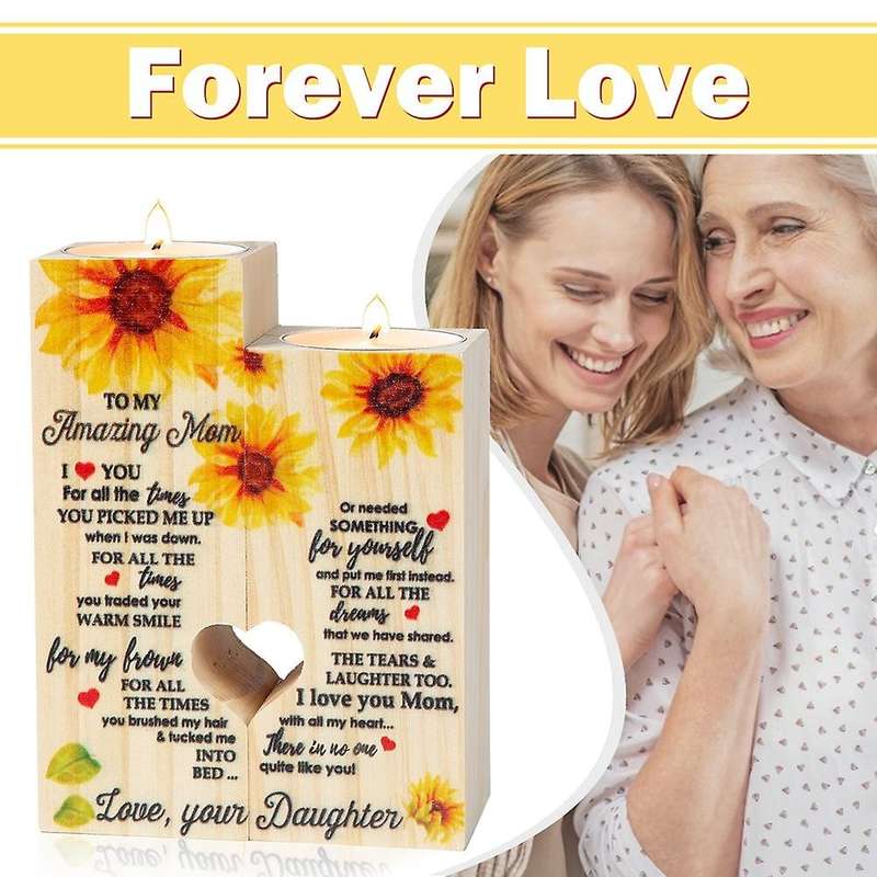 For Daughter Wooden Candle Holder Tea Light Decor Christmas Gift A