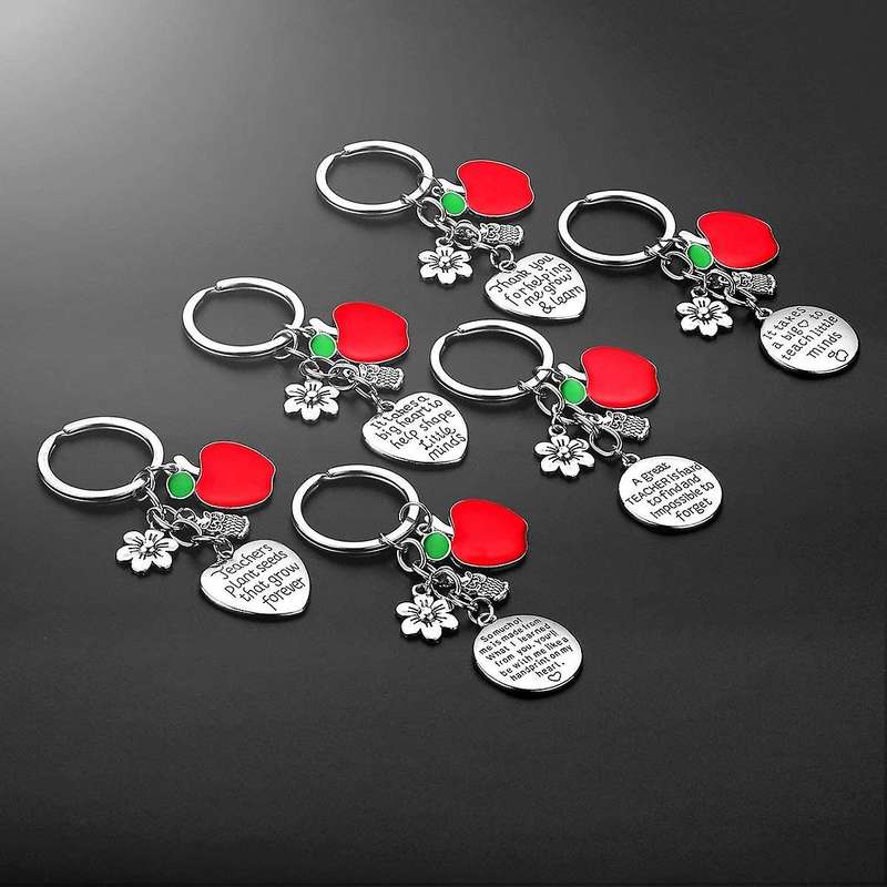 6 Pieces Teacher Keychain for Women Men Teacher Appreciation Gifts