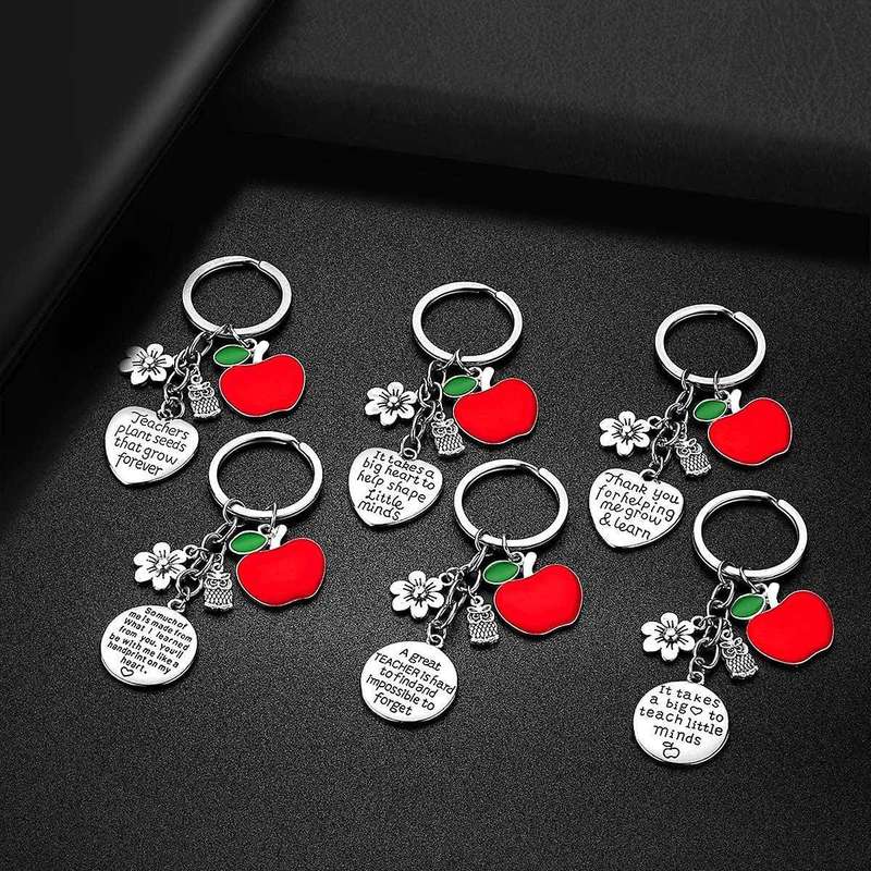 6 Pieces Teacher Keychain for Women Men Teacher Appreciation Gifts