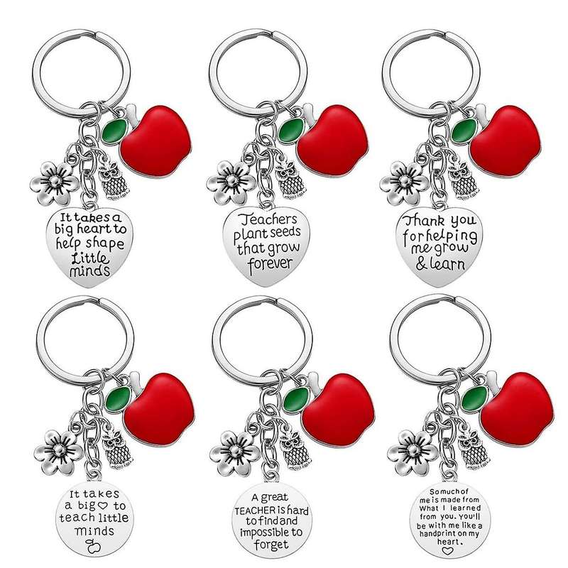 6 Pieces Teacher Keychain for Women Men Teacher Appreciation Gifts