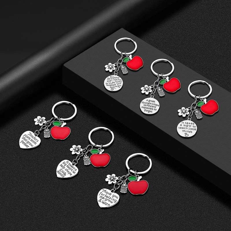 6 Pieces Teacher Keychain for Women Men Teacher Appreciation Gifts