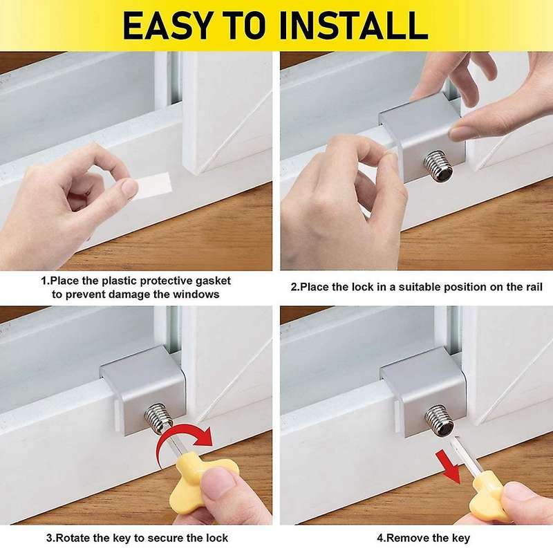 8sets Sliding Window Locks,with Key for Home,office and Public Places
