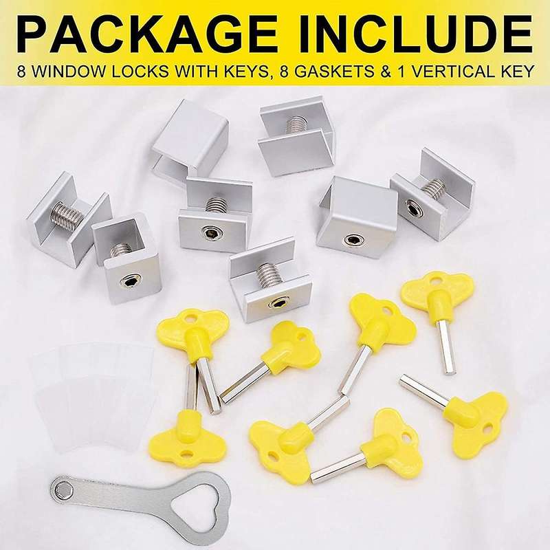 8sets Sliding Window Locks,with Key for Home,office and Public Places