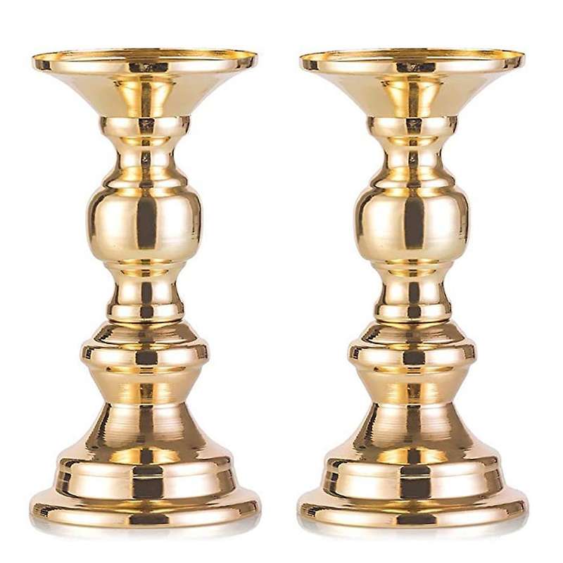 2pcs Candle Pillar Candle Holder, Christmas Halloween(gold)