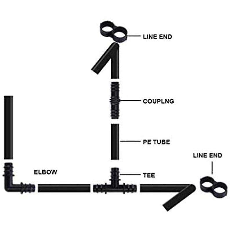 Irrigation Fittings Kit for 1/2 Inch Inch Tubing - Barbed Connectors
