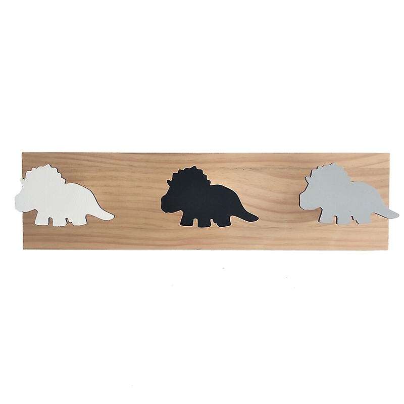 Kids Dinosaur Wall Mounted Coat Hooks Wooden Door Hanger-triceratops