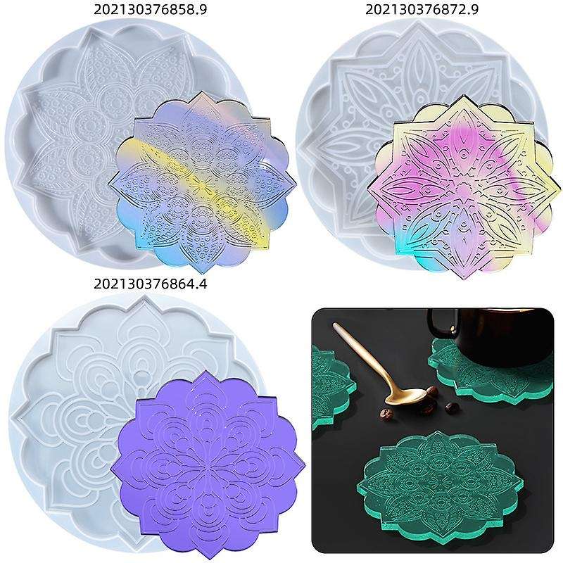 Diy Mandala Flower Coaster Silicone Mold,for Cup Mats,coasters,bowls