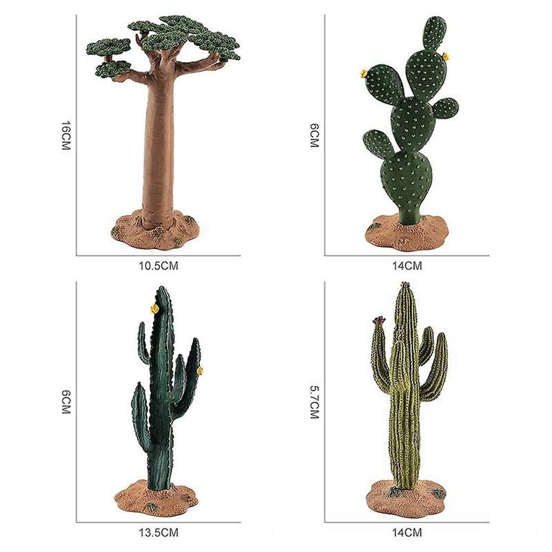 4pcs Diy Plant Decor Model Cactus Bush Maple Banyan Tree View Home