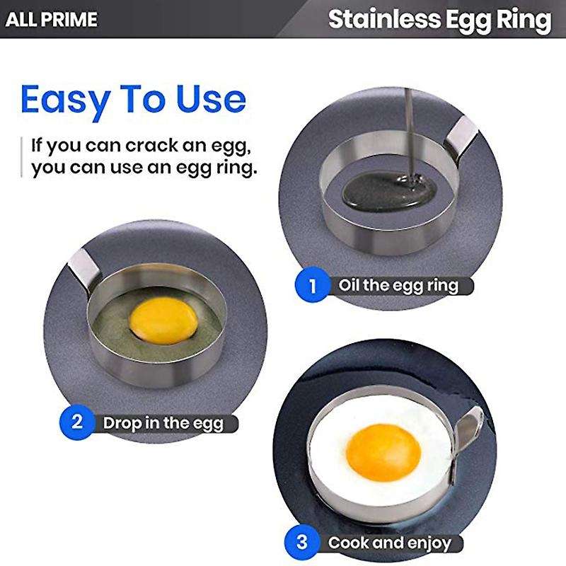 4 Pcs Stainless Steel Egg Rings for Frying Egg Shaper+1 Egg Separator