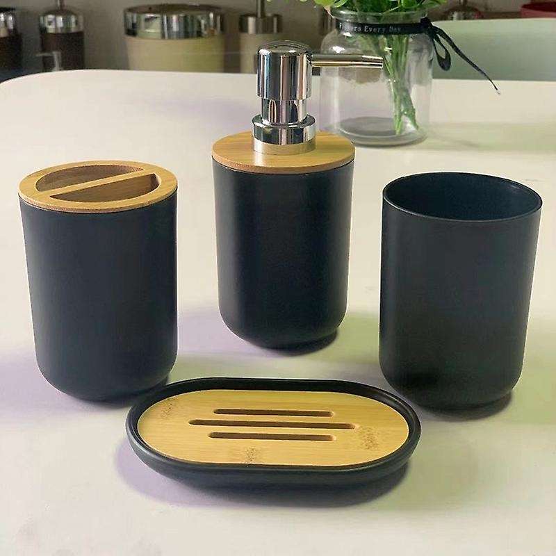 Bathroom Accessories Set Soap Dispenser Bottle Dish Suit Gray