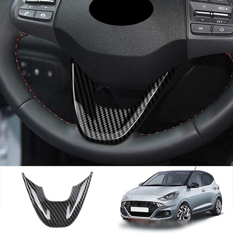 Car Carbon Fiber V Style Steering Wheel Panel Cover for Hyundai I10