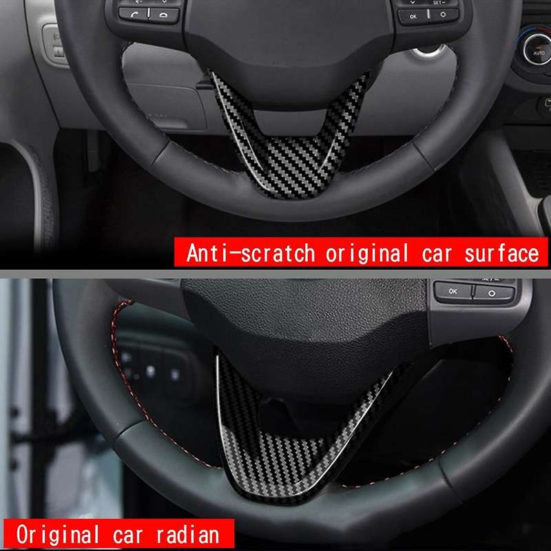 Car Carbon Fiber V Style Steering Wheel Panel Cover for Hyundai I10