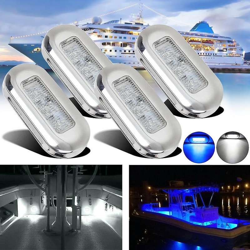 4pcs 12v Boat Marine Signal Lamp Clear Led Courtesy Lights White