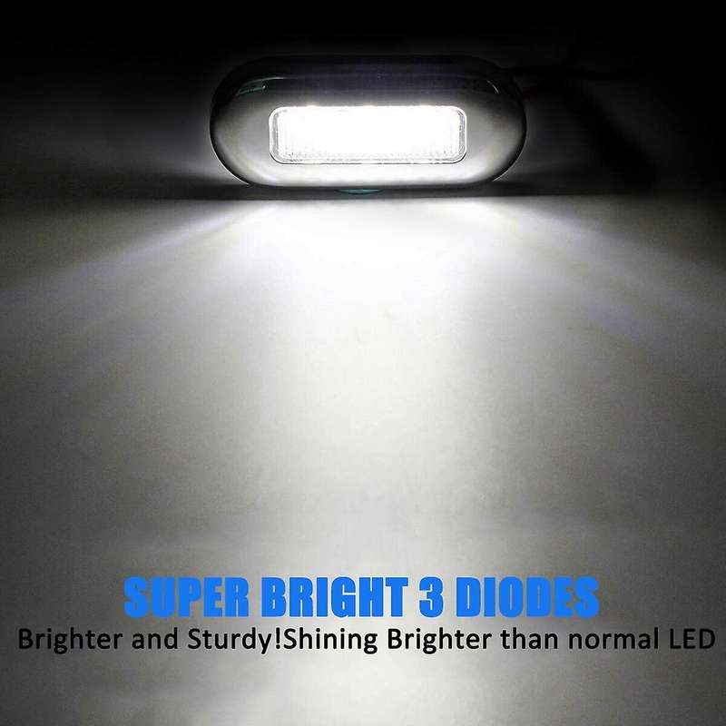 4pcs 12v Boat Marine Signal Lamp Clear Led Courtesy Lights White