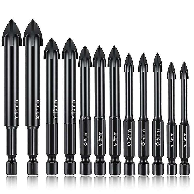 12 Pieces Glass Concrete Drill Bit Set Carbide Tip for Ceramic Tile
