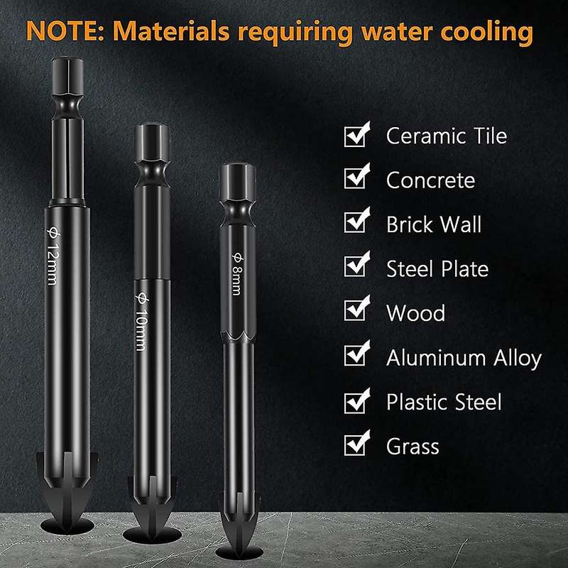12 Pieces Glass Concrete Drill Bit Set Carbide Tip for Ceramic Tile