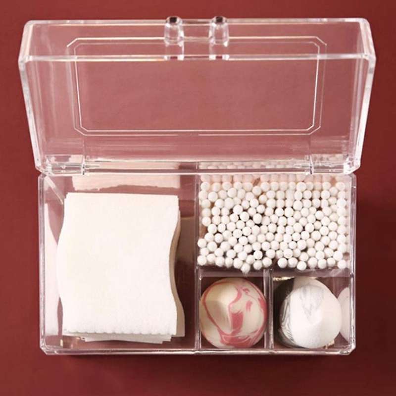 Dustproof Plastic Cosmetic Storage Box Cotton Pad/cotton Swab