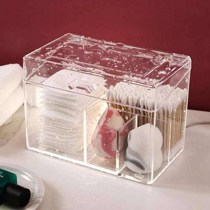 Dustproof Plastic Cosmetic Storage Box Cotton Pad/cotton Swab