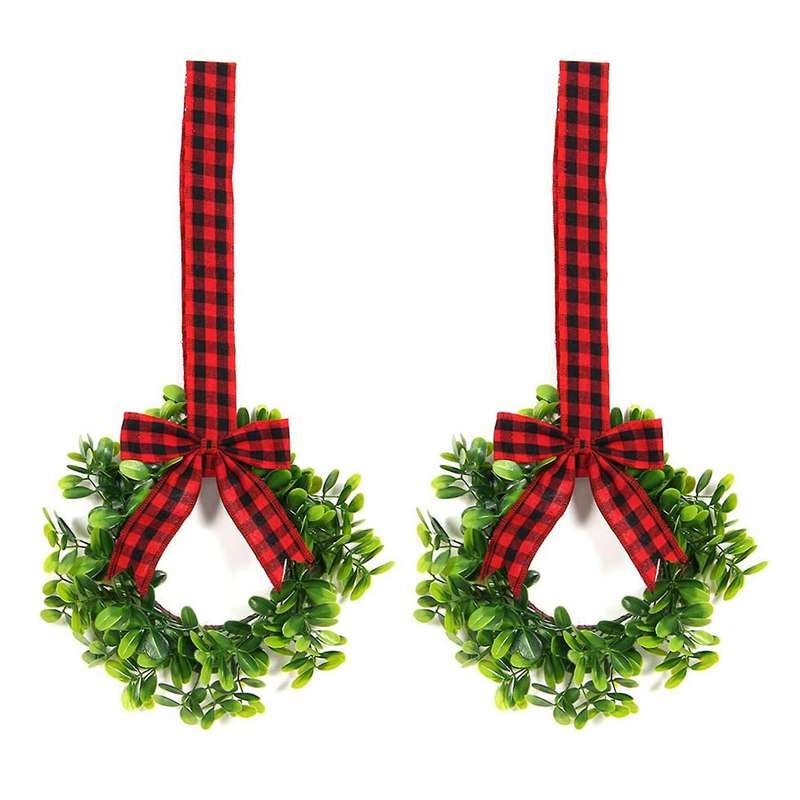 2pcs Faux Kitchen Cabinet Decorative Wreath for Front Door Decor C