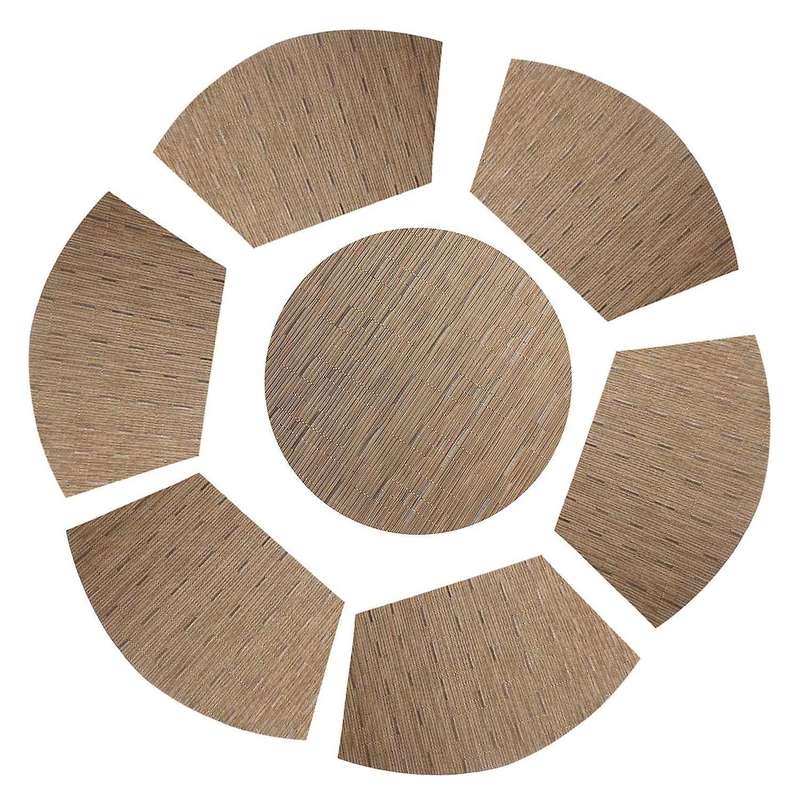 Set Of 7 Woven Vinyl Wedge Placemats with Centerpiece Round Table Mat