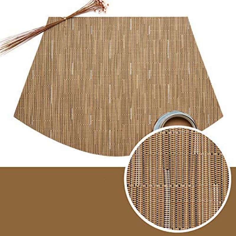 Set Of 7 Woven Vinyl Wedge Placemats with Centerpiece Round Table Mat