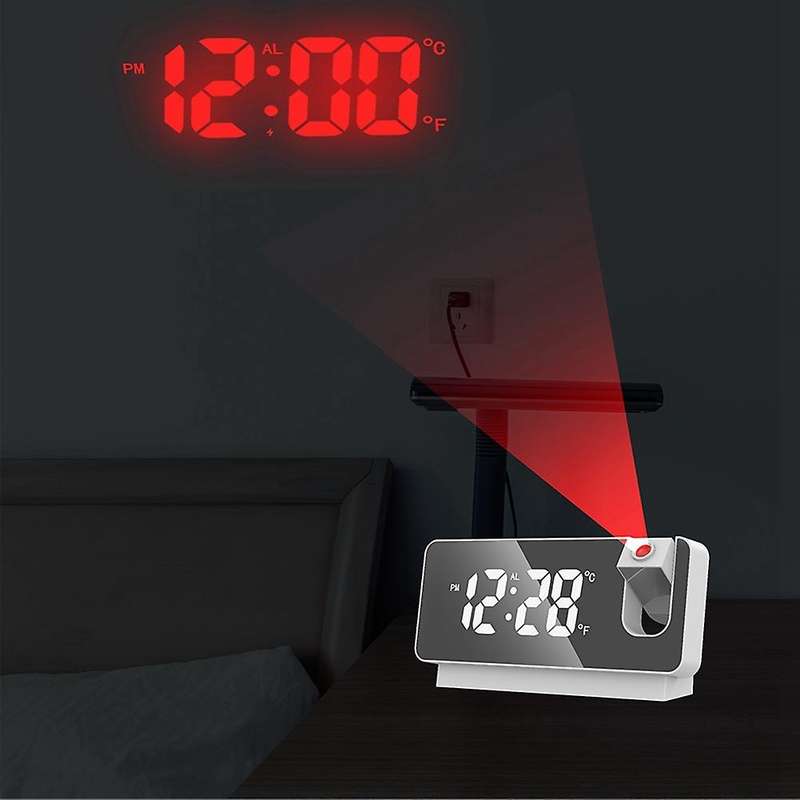 Led Digital Projection Alarm Clock Electronic Alarm Clock Black