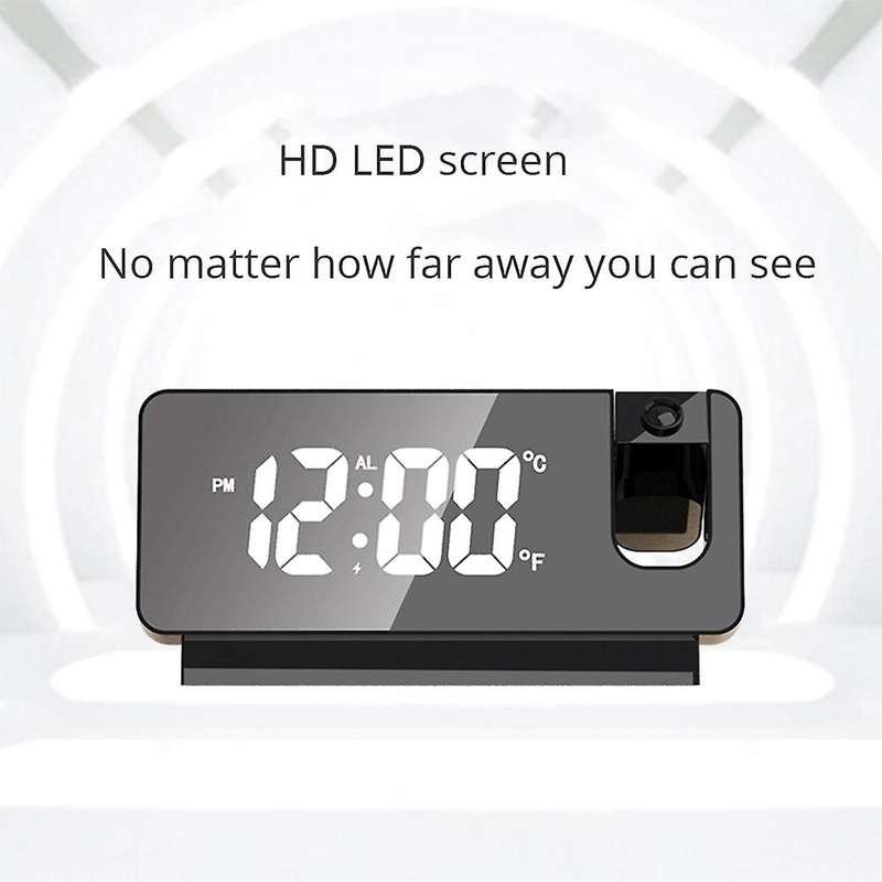 Led Digital Projection Alarm Clock Electronic Alarm Clock Black