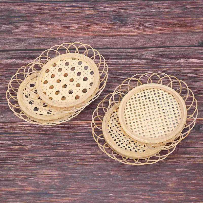 Rattan Placemat Cup Holder Vintage Drink Home Dining Table Decor