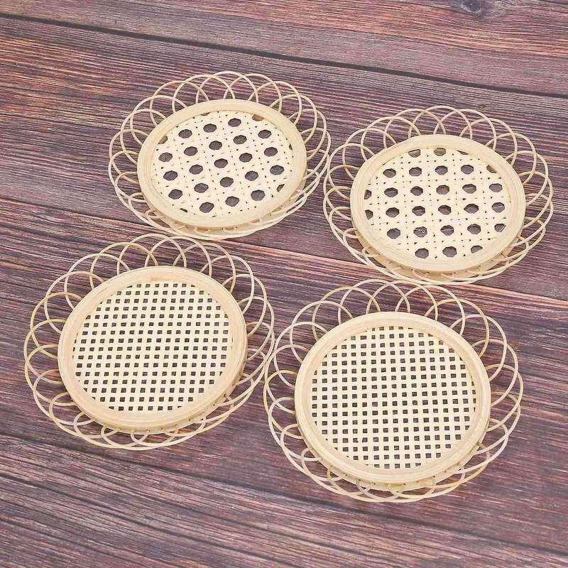 Rattan Placemat Cup Holder Vintage Drink Home Dining Table Decor