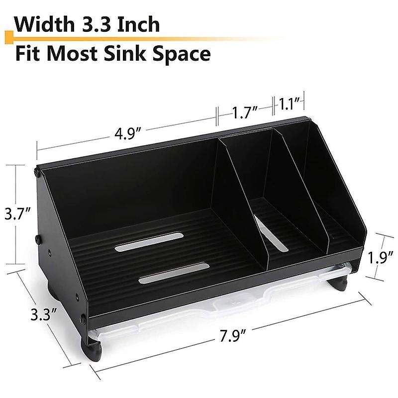 Kitchen Sink Caddy Organizer, Soap Holder, Countertop Sponge Rack
