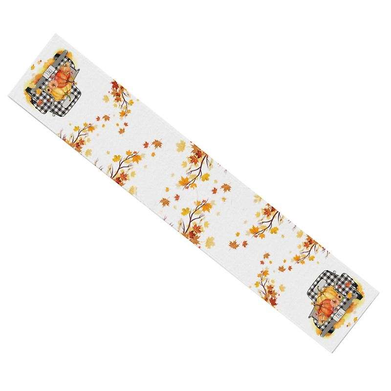 Maple Leave Pumpkins Buffalo Plaid Truck Table Runner