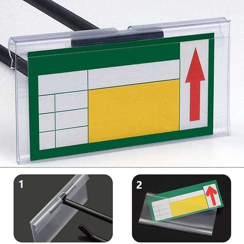 100pcs Clear Plastic Label Holders for Wire Shelf Retail Price Label