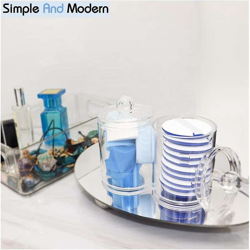 Holder Dispenser for Cotton Balls, Plastic Apothecary Jars 4pcs