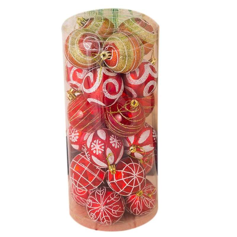 Christmas Tree Decorations 6cm 24 Buckets Of Painted Balls Red